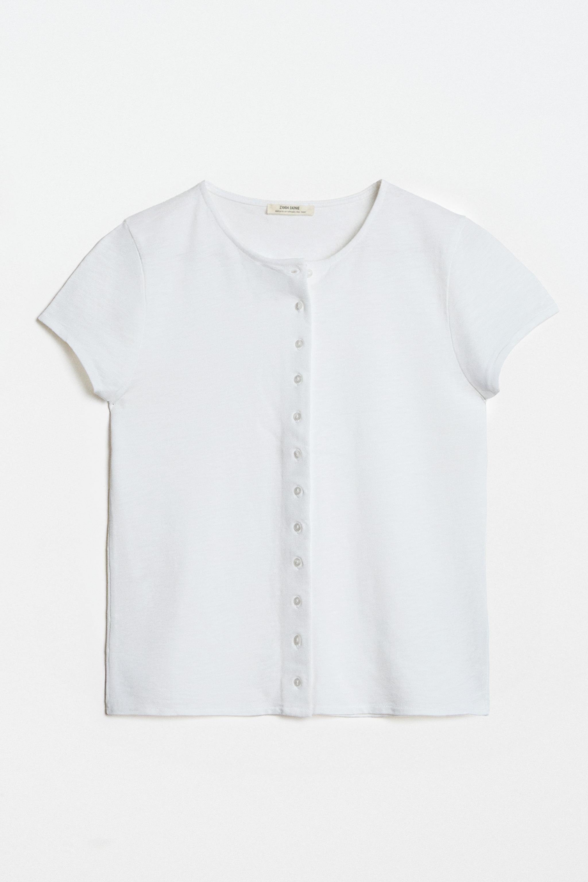 COTTON BUTTON-UP T-SHIRT